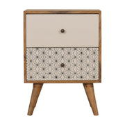 Geo Screen Printed 2 Tone Bedside Table