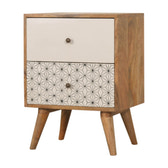 Geo Screen Printed 2 Tone Bedside Table