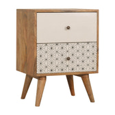 Geo Screen Printed 2 Tone Bedside Table