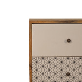 Geo Screen Printed 2 Tone Bedside Table