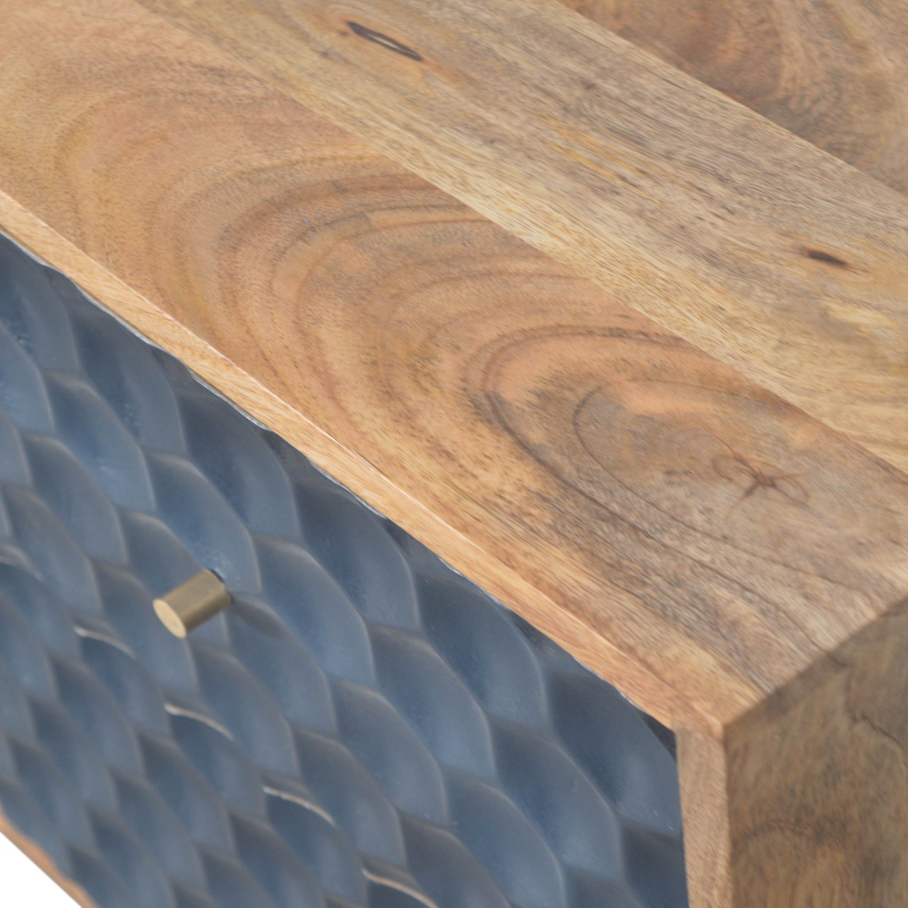 Navy Blue Honeycomb Bedside Table