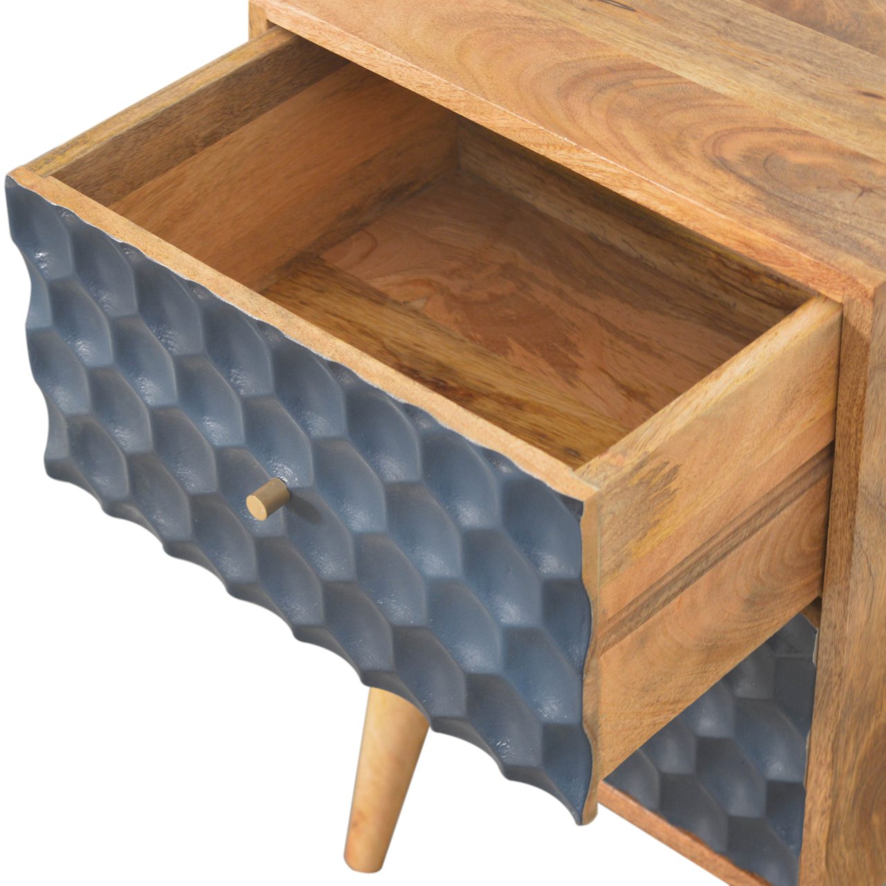 Navy Blue Honeycomb Bedside Table