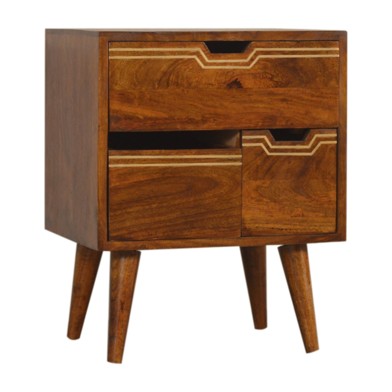 Multi Drawer Chestnut Bedside Table