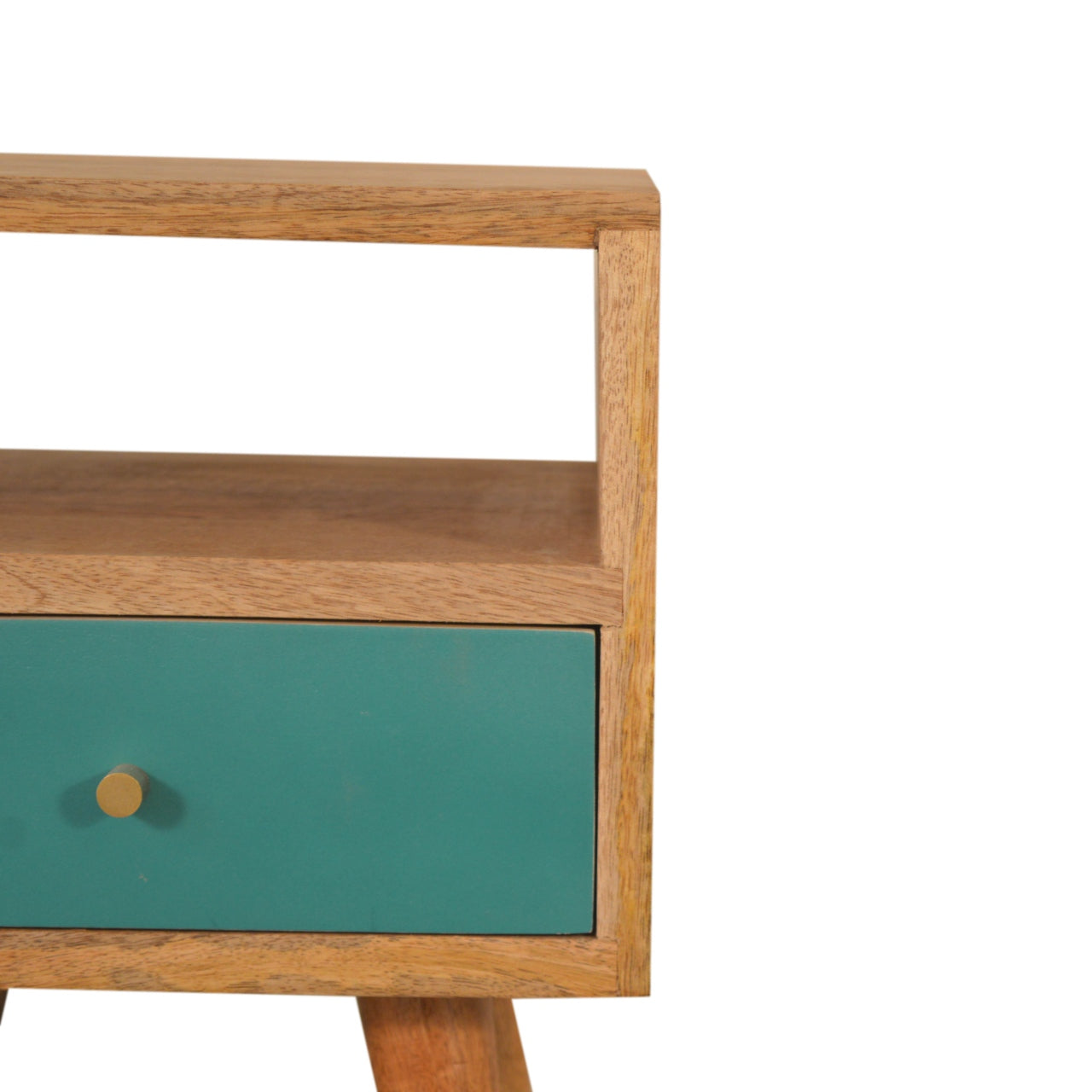 Mini Teal Hand Painted Bedside Table | Oak-Ish Solid Mango Wood