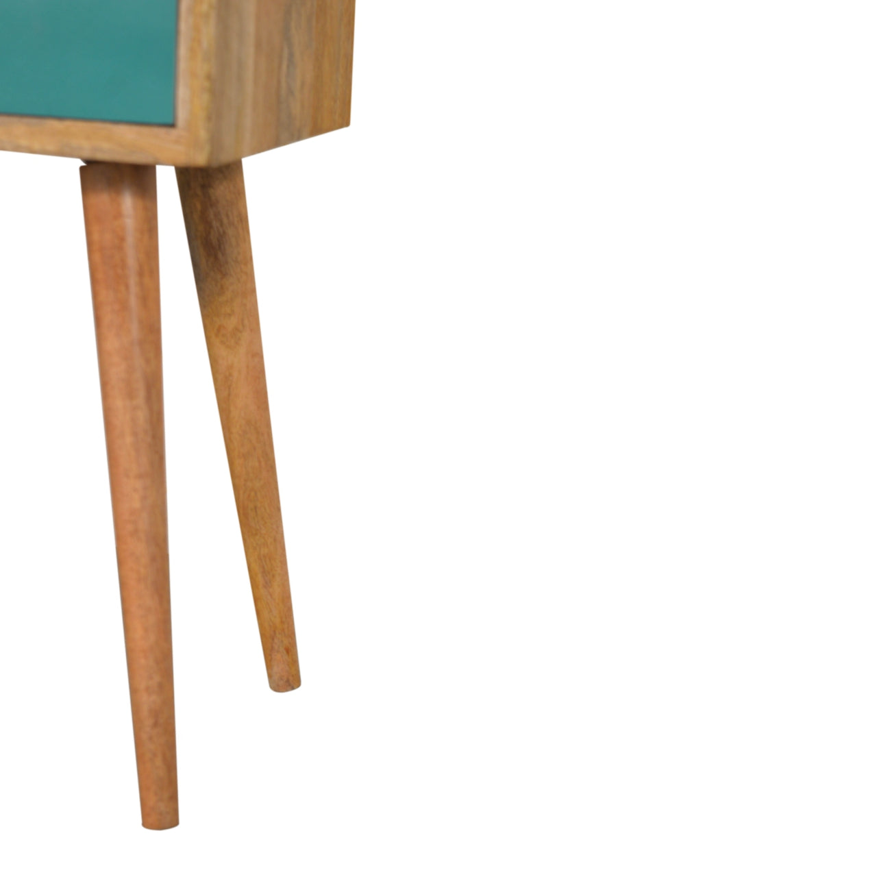 Mini Teal Hand Painted Bedside Table | Oak-Ish Solid Mango Wood