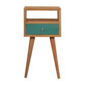 Mini Teal Hand Painted Bedside Table | Oak-Ish Solid Mango Wood
