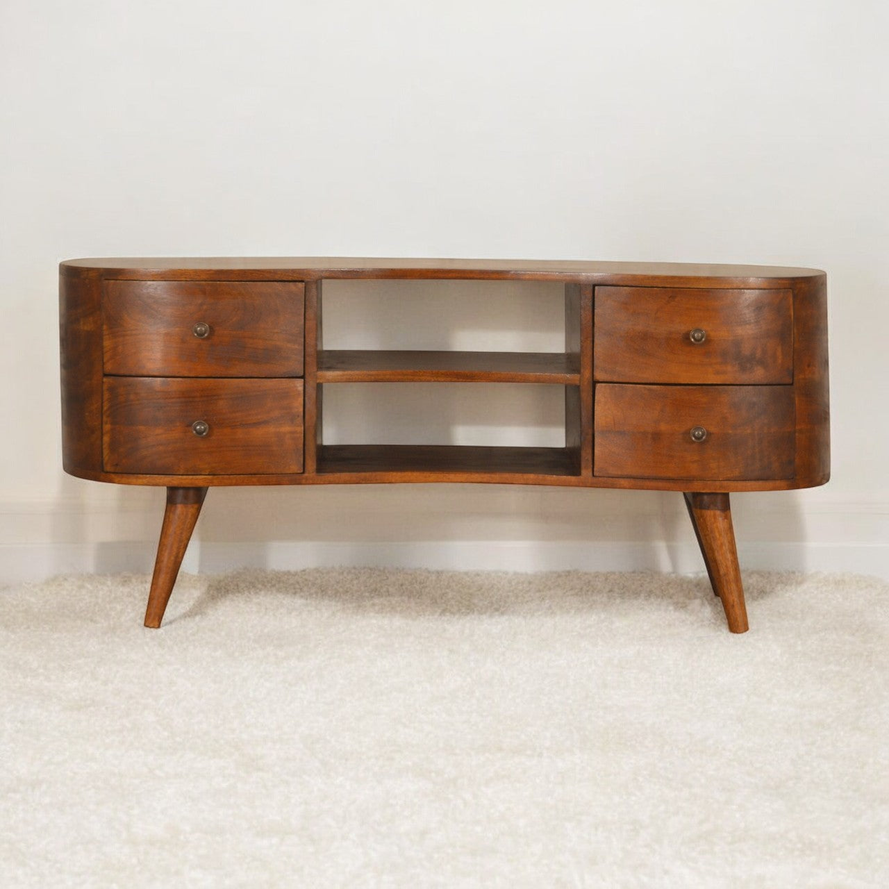 Chestnut Wave Entertainment Unit Chest of Drawers