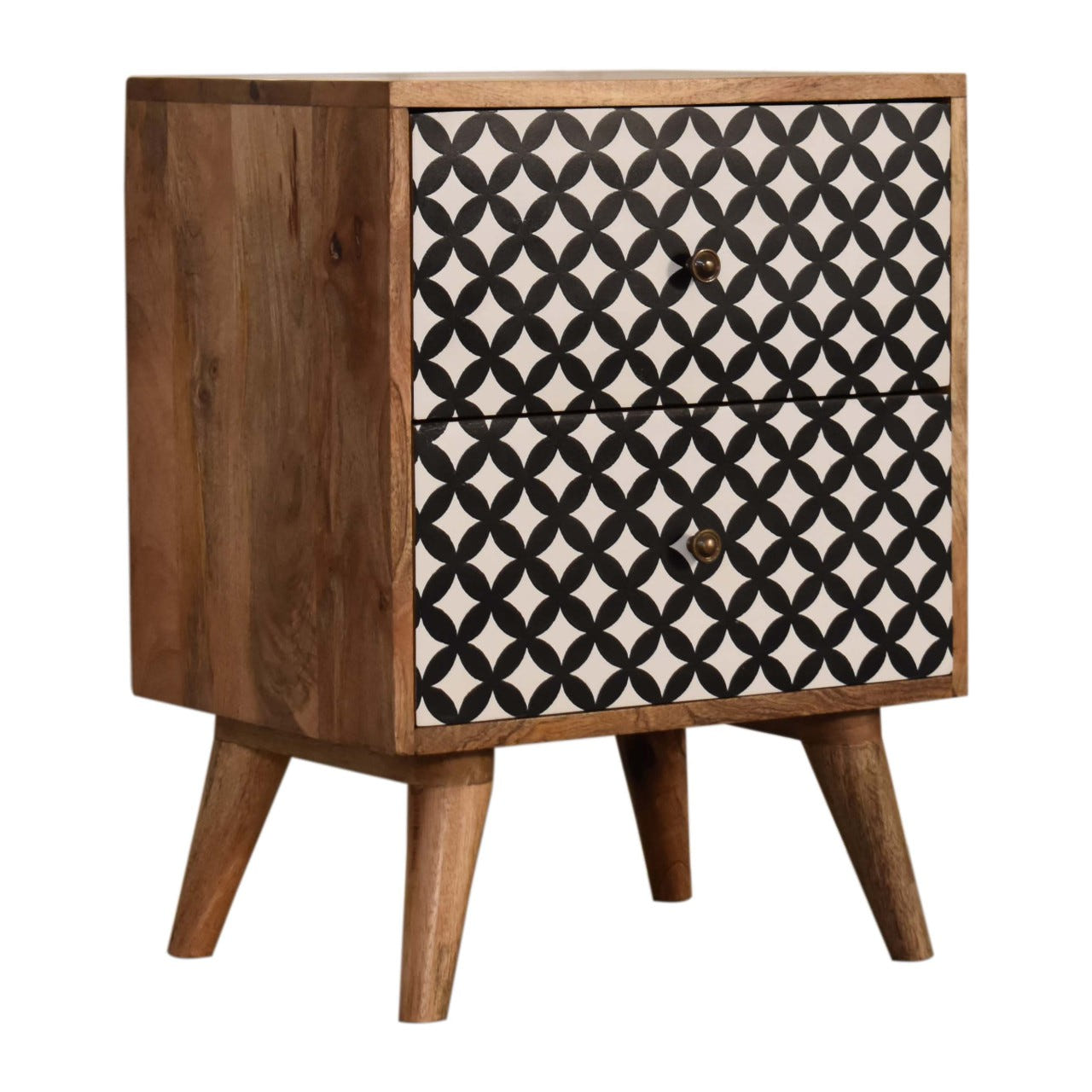 Diamond Screen Printed Bedside Table