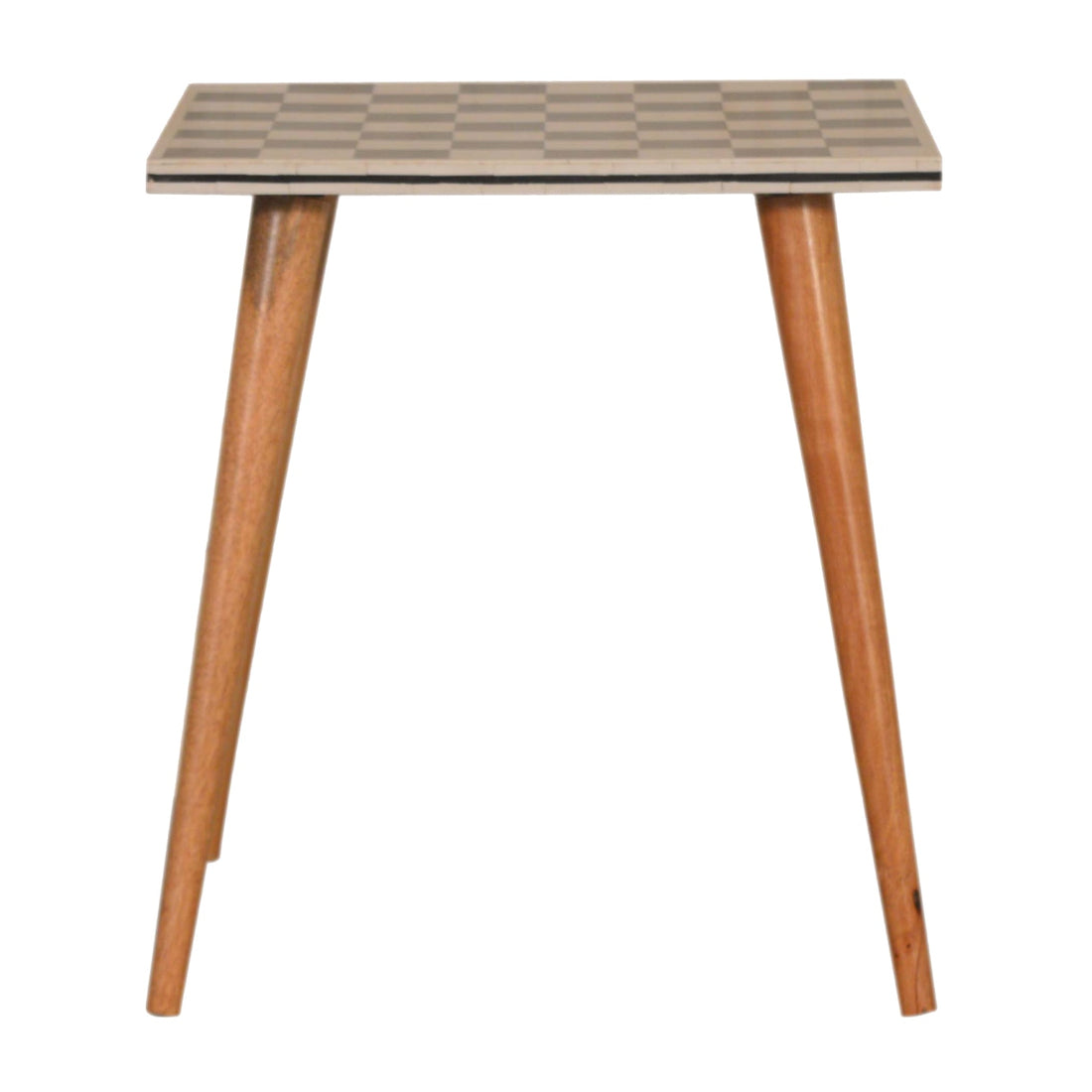 Checkered End Table Accent Piece | Oak Mango Wood