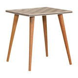 Checkered End Table Accent Piece | Oak Mango Wood