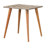 Checkered End Table Accent Piece | Oak Mango Wood