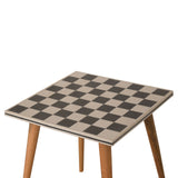 Checkered End Table Accent Piece | Oak Mango Wood