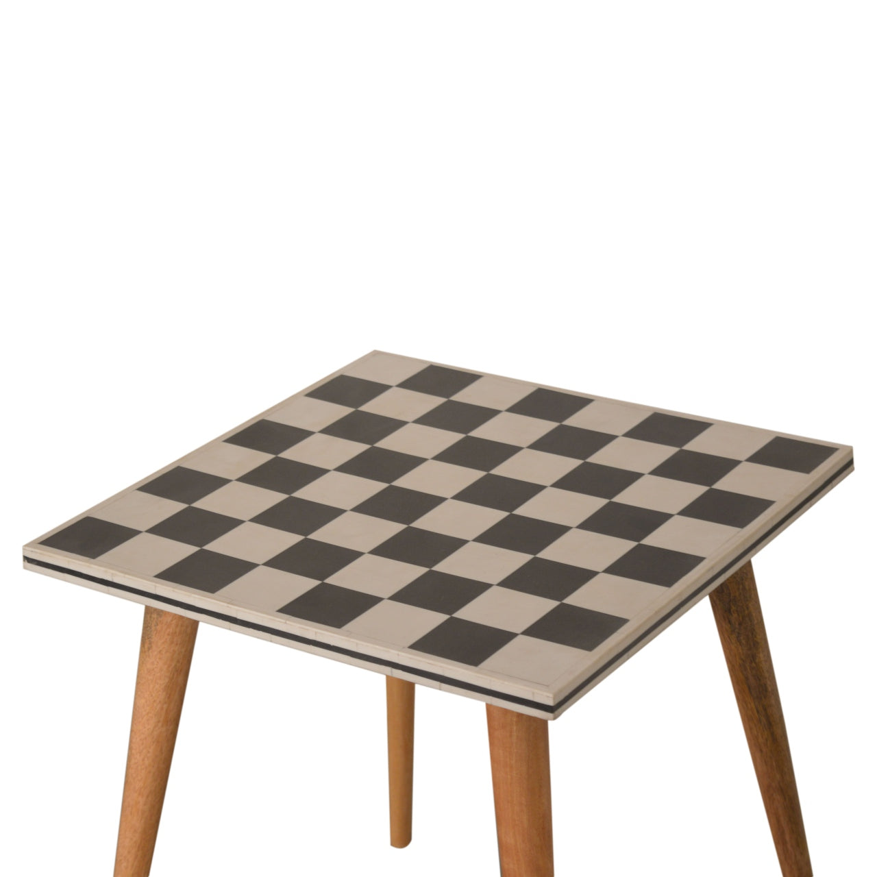 Checkered End Table Accent Piece | Oak Mango Wood