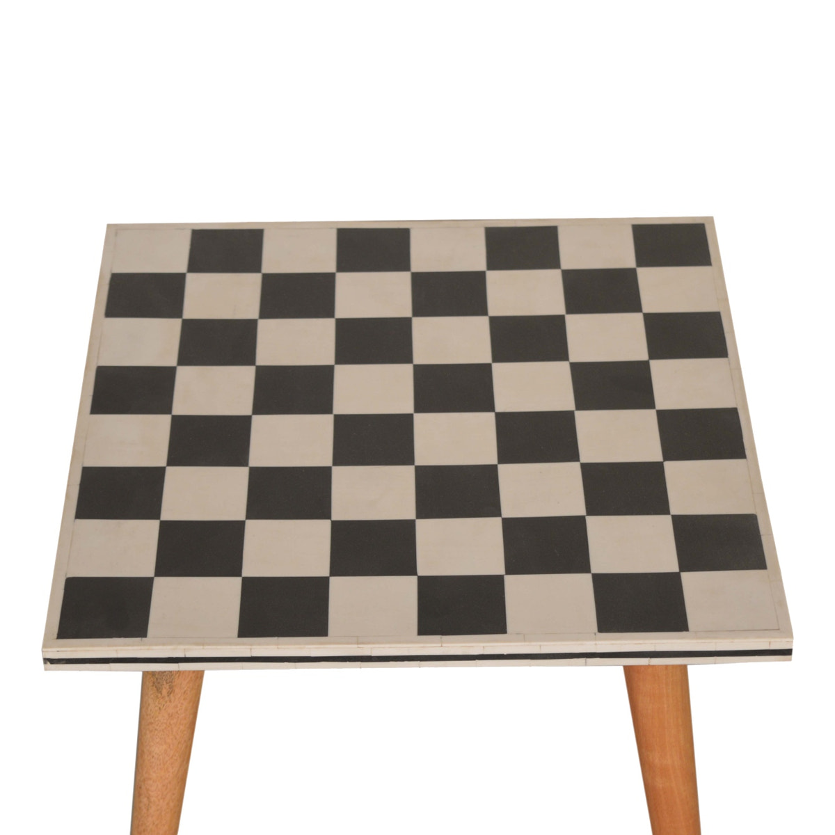 Checkered End Table Accent Piece | Oak Mango Wood