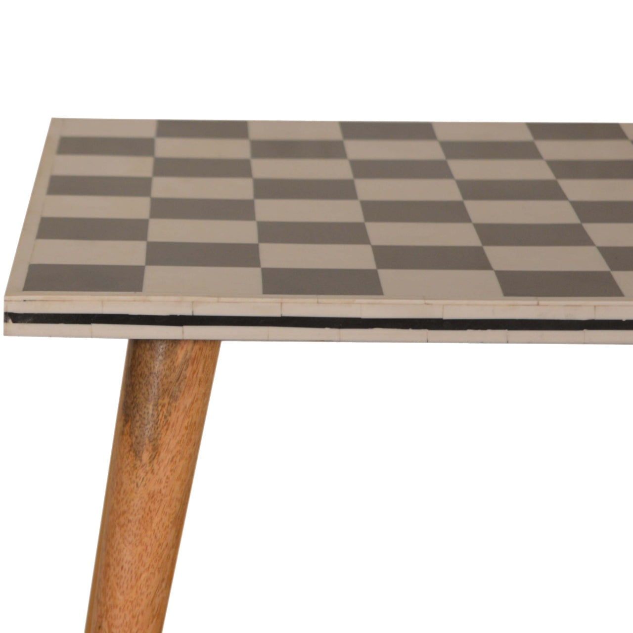 Checkered End Table Accent Piece | Oak Mango Wood
