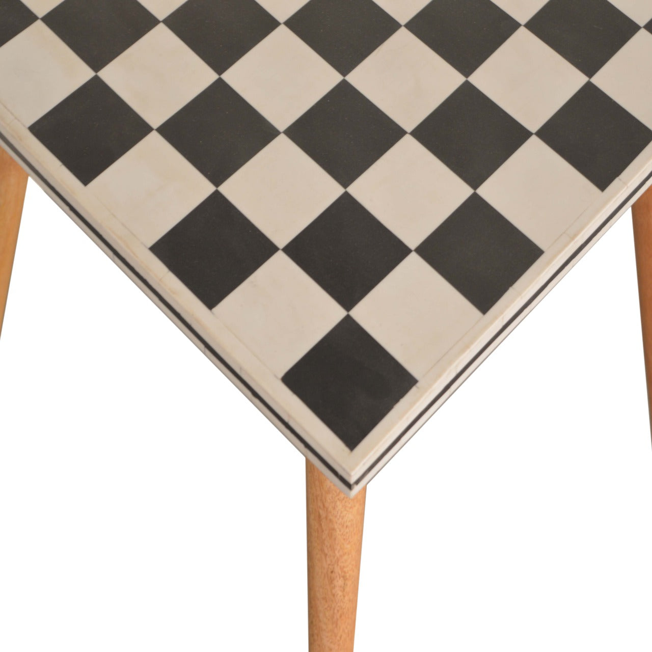 Checkered End Table Accent Piece | Oak Mango Wood