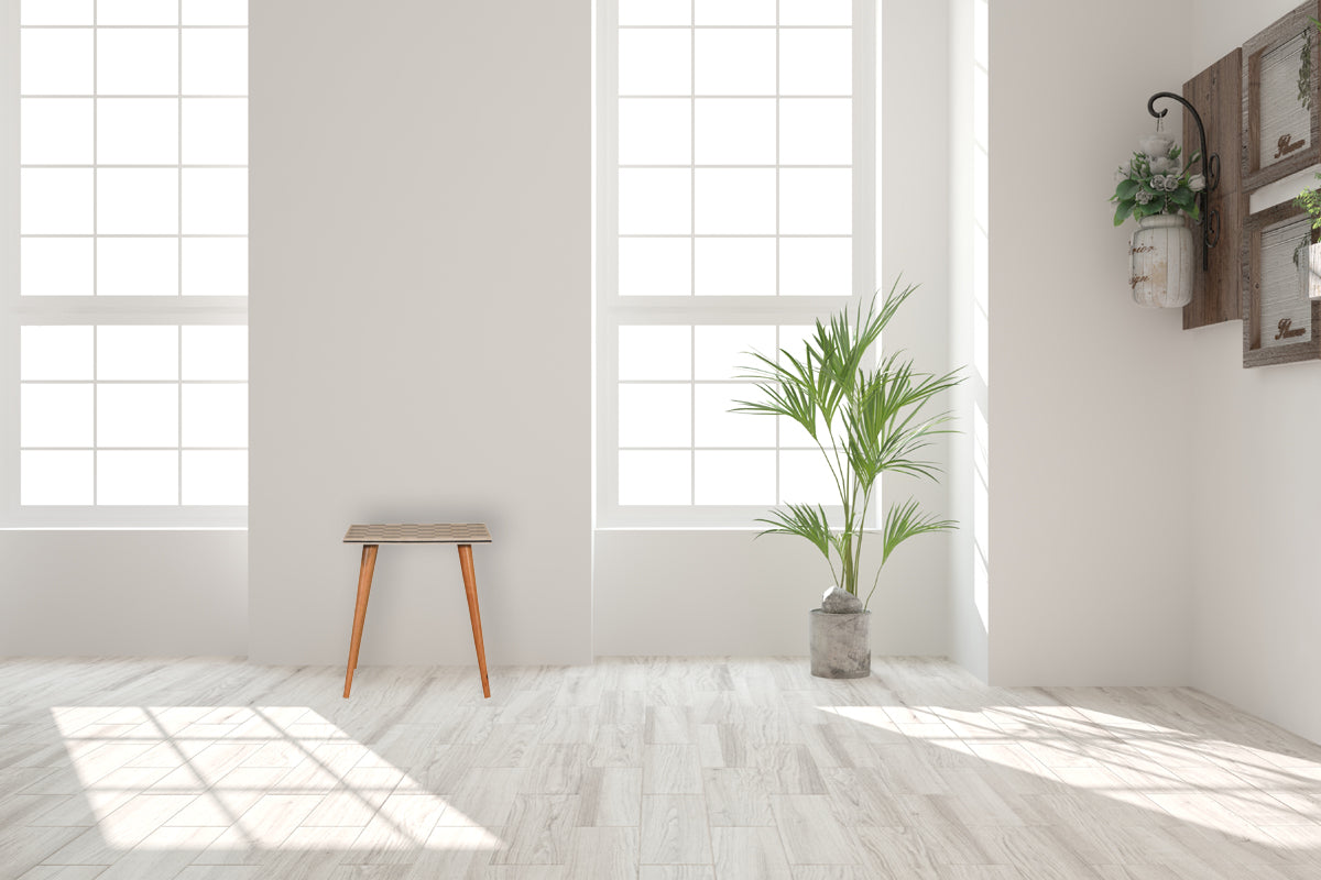 Checkered End Table Accent Piece | Oak Mango Wood
