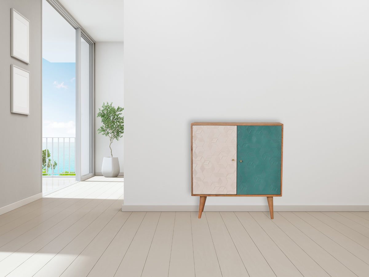 Acadia Teal and White Cabinet