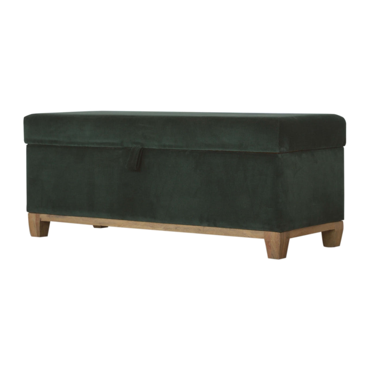 Emerald Cotton Velvet Storage Box Storage Bench | Hidden Storage