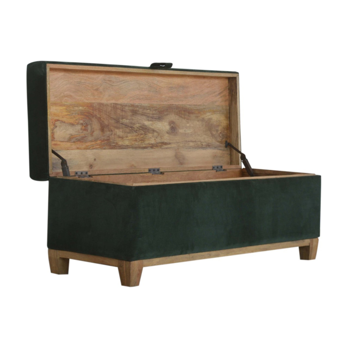 Emerald Cotton Velvet Storage Box Storage Bench | Hidden Storage