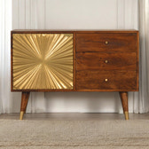 Manila Gold Sideboard Chest of Drawers | Chestnut Solid Mango Wood