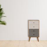 Diamond Screen Printed Tallboy Chest of Drawers | Oak-Ish Solid Mango Wood