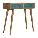 Acadia Teal Console Table | Hand-Carved