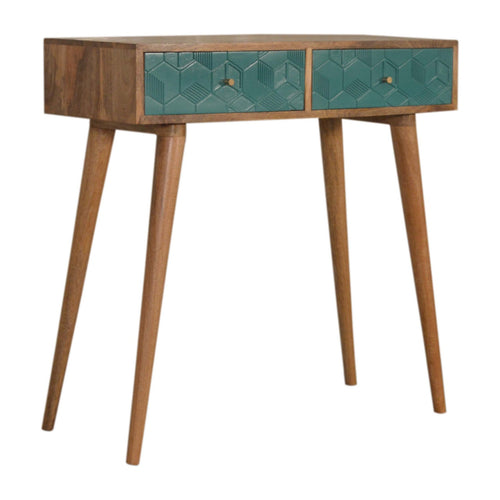 Acadia Teal Console Table | Hand-Carved