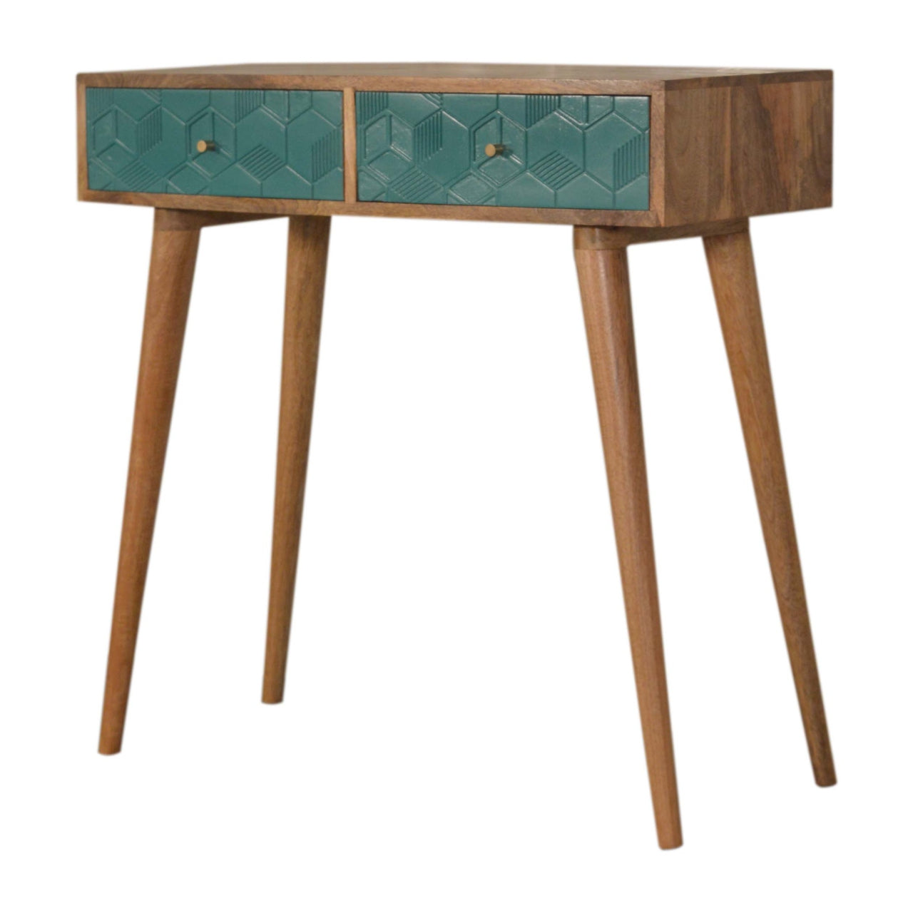 Acadia Teal Console Table | Hand-Carved