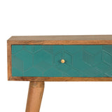 Acadia Teal Console Table | Hand-Carved
