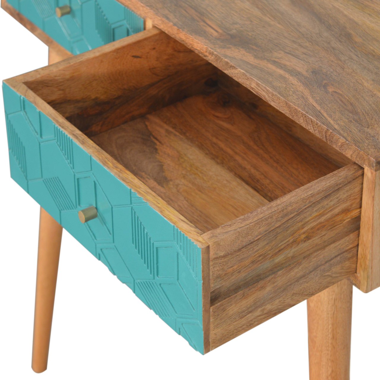 Acadia Teal Console Table | Hand-Carved