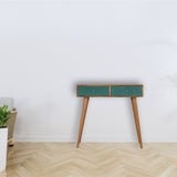 Acadia Teal Console Table | Hand-Carved