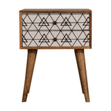 Triangular Printed Bedside Table | Oak Mango Wood
