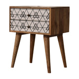 Triangular Printed Bedside Table | Oak Mango Wood