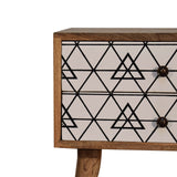 Triangular Printed Bedside Table | Oak Mango Wood