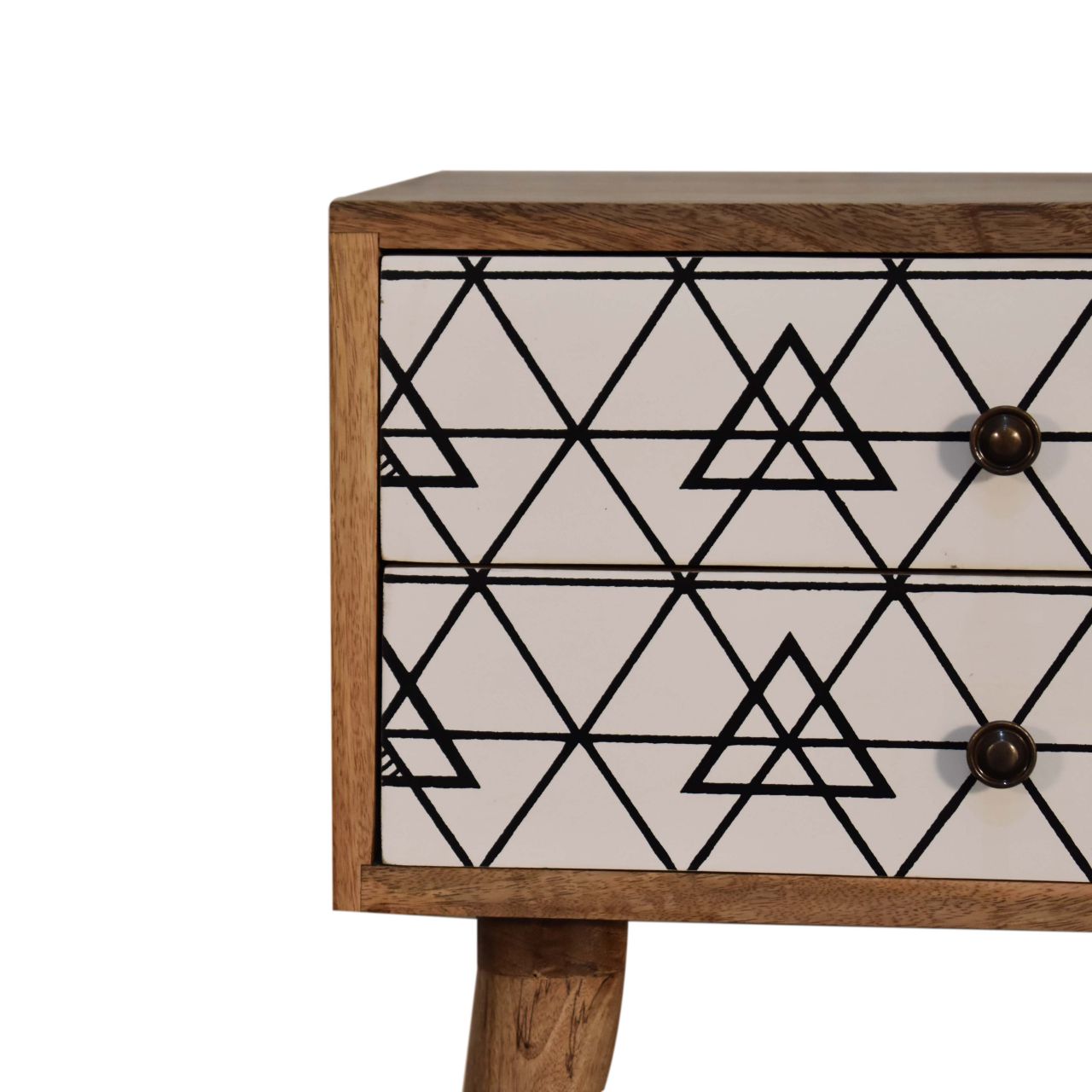 Triangular Printed Bedside Table | Oak Mango Wood