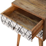 Triangular Printed Bedside Table | Oak Mango Wood
