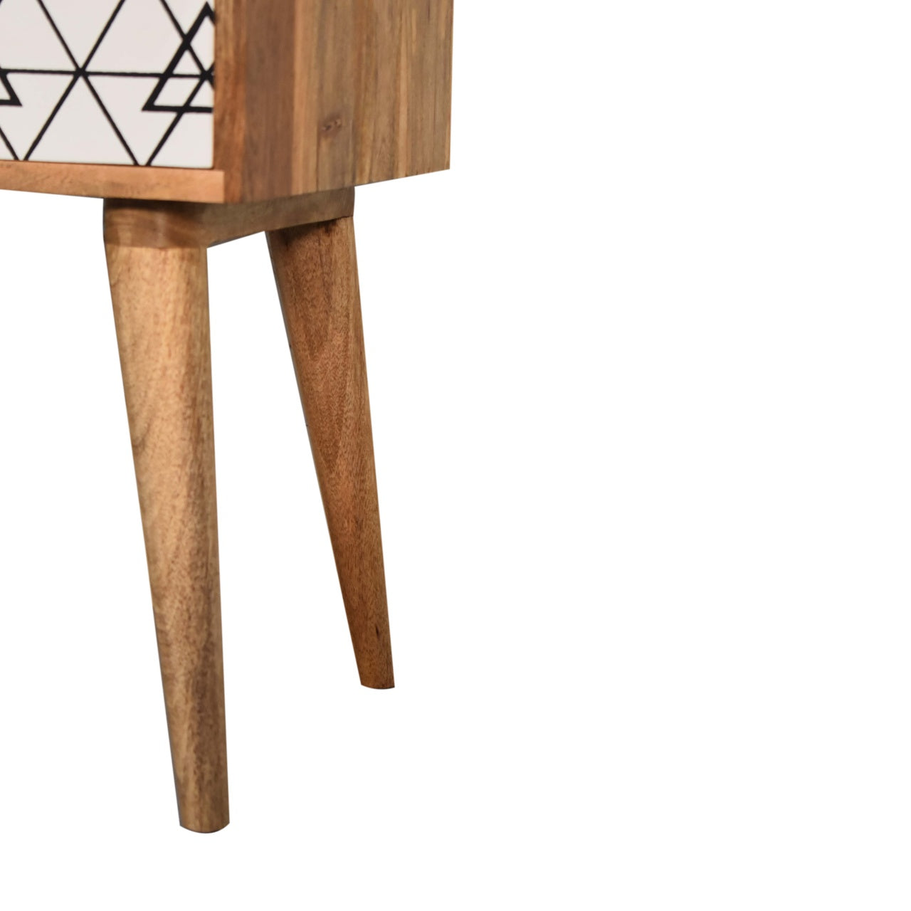 Triangular Printed Bedside Table | Oak Mango Wood
