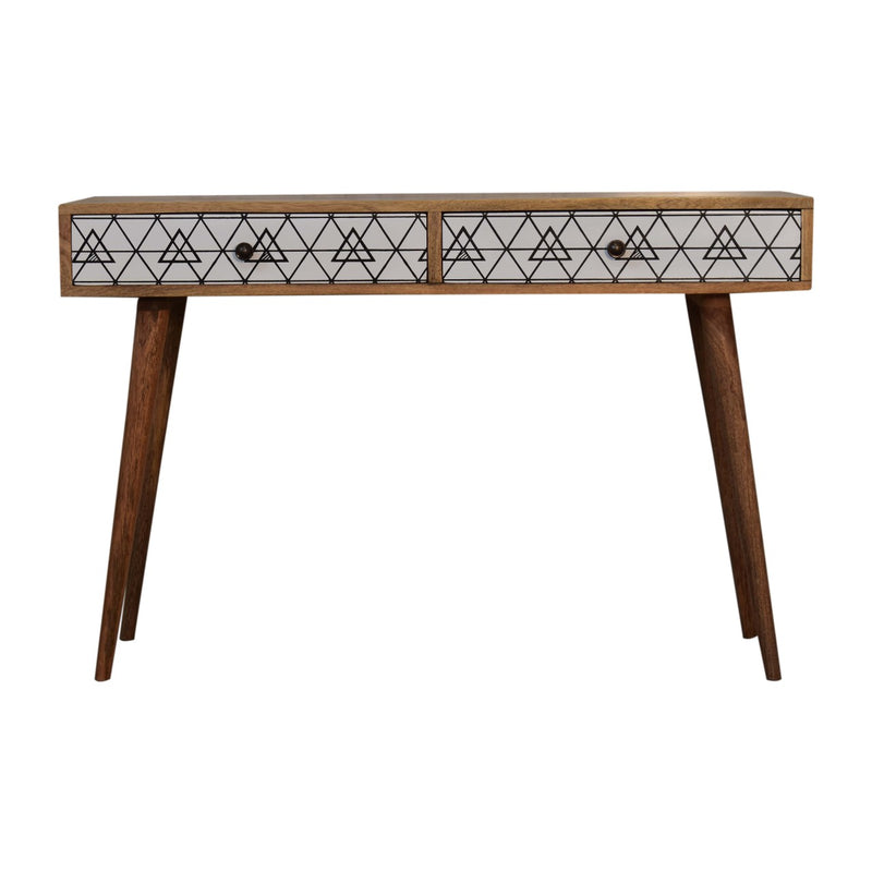 Triangular Long Console Table | Oak-Ish Solid Mango Wood