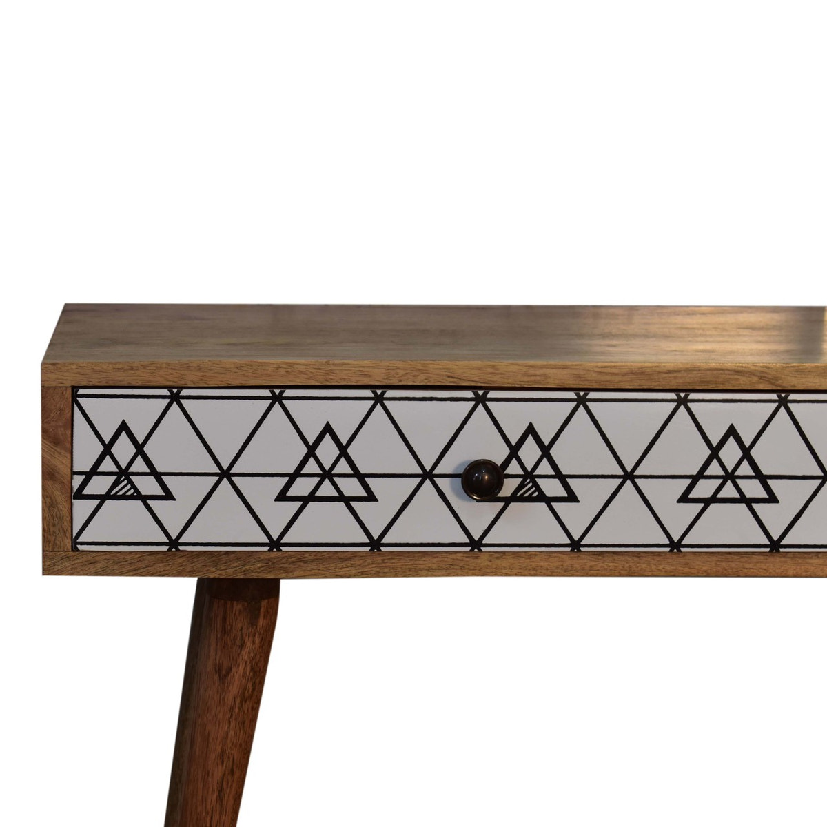 Triangular Long Console Table | Oak-Ish Solid Mango Wood