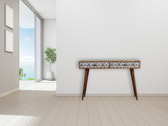 Triangular Long Console Table | Oak-Ish Solid Mango Wood