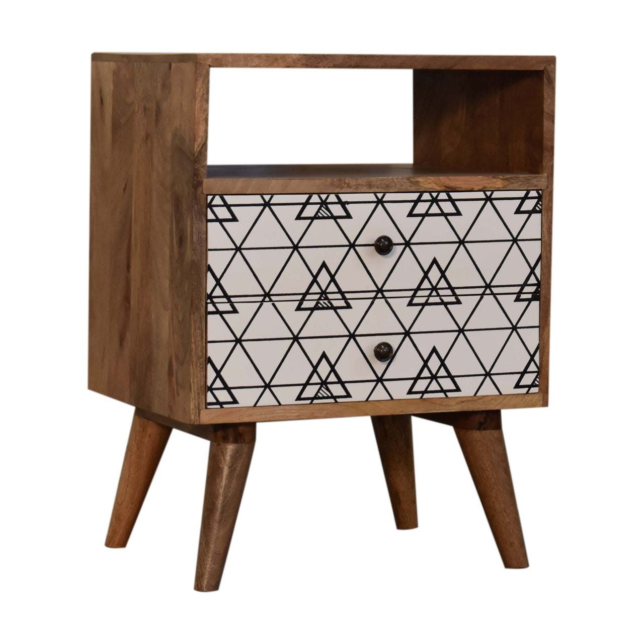 Triangle Print Open Bedside Table