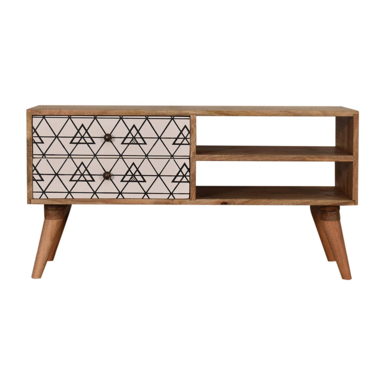 Triangle Printed TV Media Unit | Oak-Ish Mango Wood