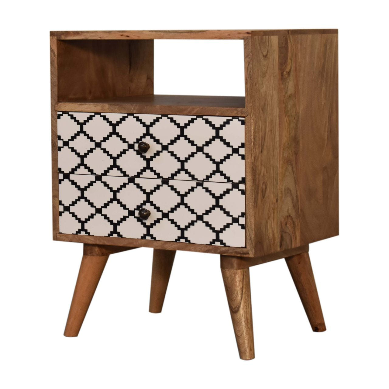 Stella Bedside with Open Slot Bedside Table | Oak-Ish Solid Mango Wood