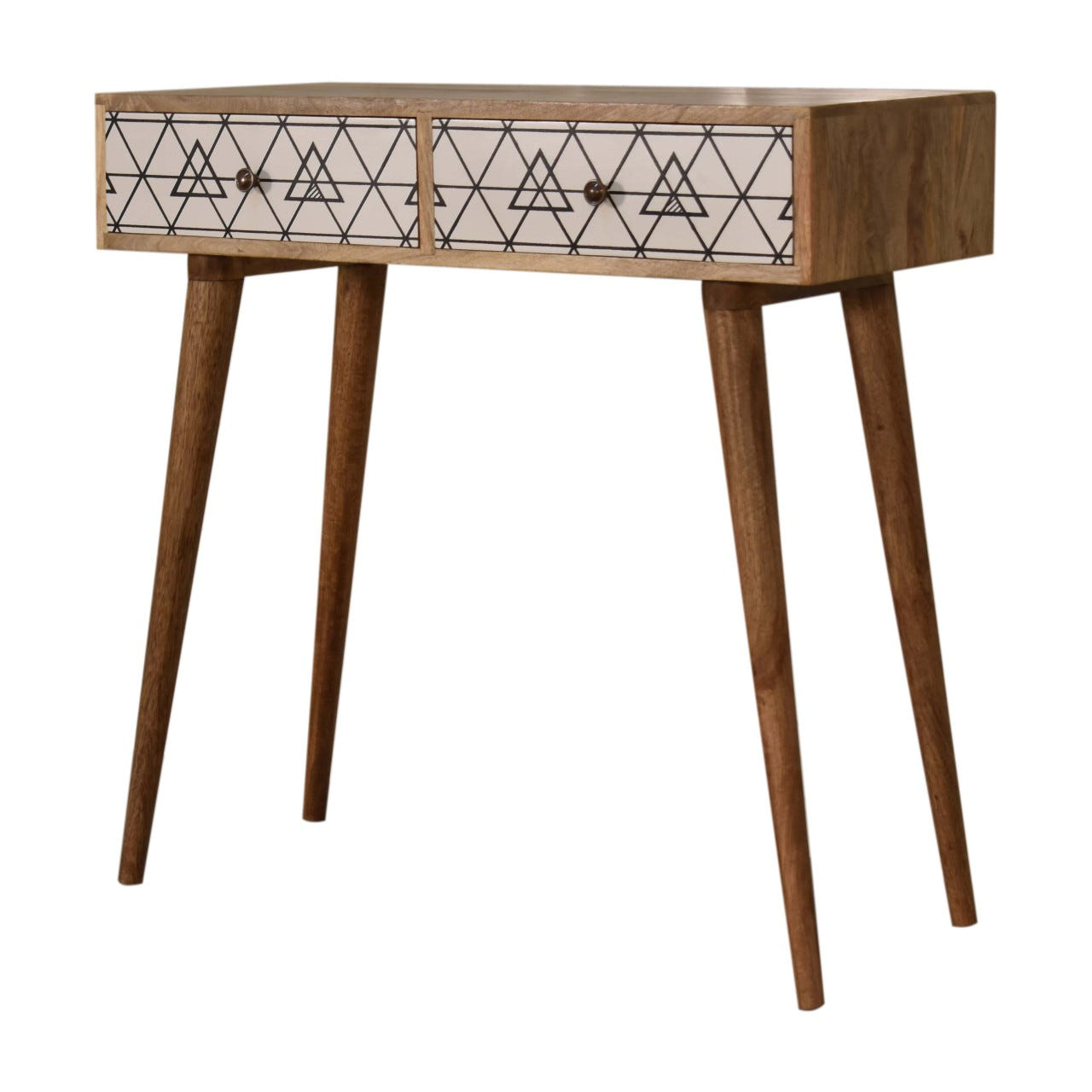 Triangular Console Table | Oak-Ish Solid Mango Wood
