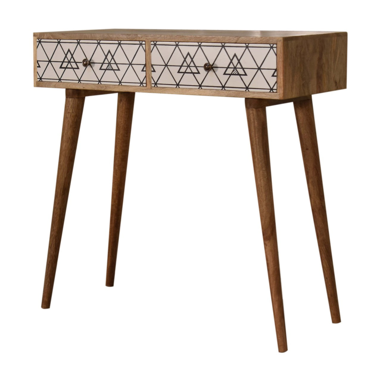 Triangular Console Table | Oak-Ish Solid Mango Wood