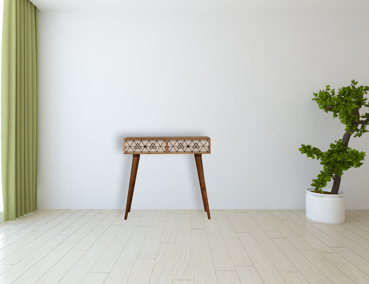 Triangular Console Table | Oak-Ish Solid Mango Wood
