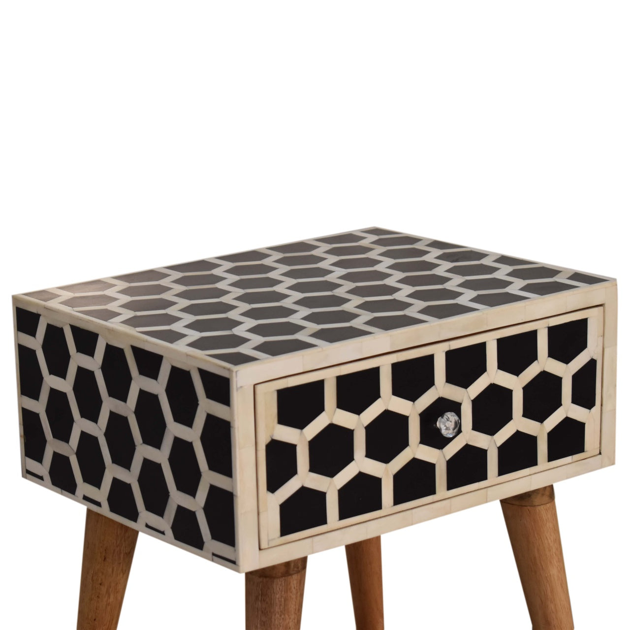 Honeycomb Bone Inlay Bedside Table