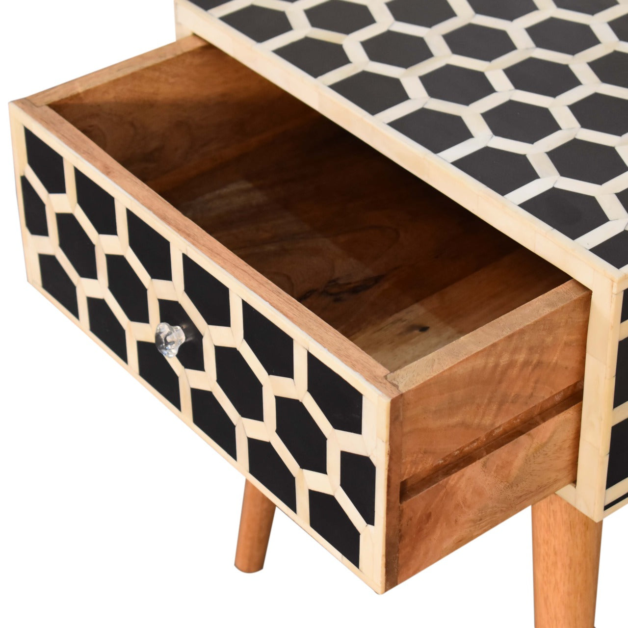 Honeycomb Bone Inlay Bedside Table