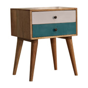 Teal Modern Solid Wood Bedside Table | Hand-Painted Mango Wood
